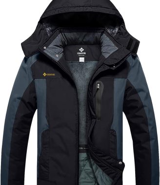 Men's Ski Snow Jacket Warm Winter Waterproof Coat Snowboard Rain Jacket Hooded Windproof Windbreaker