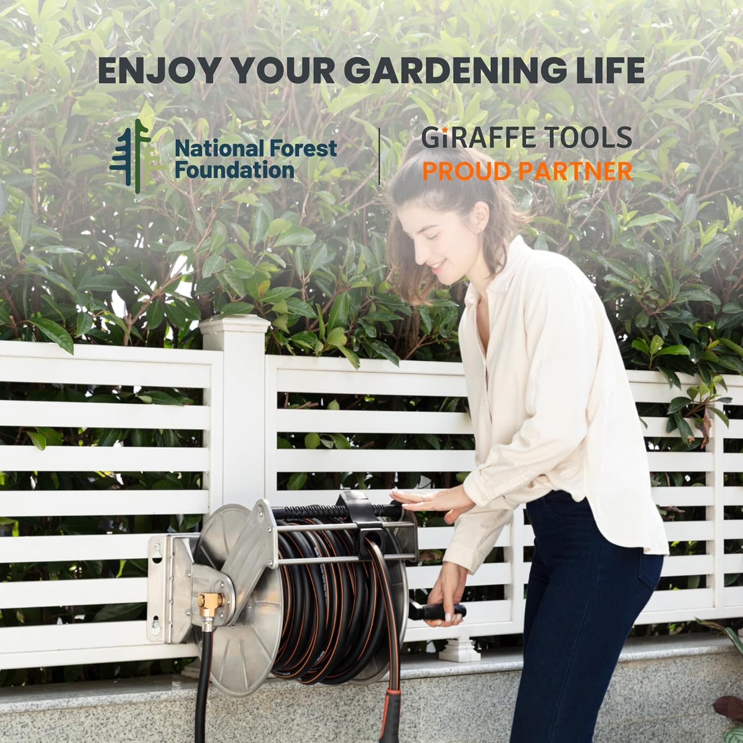 Giraffe Tools Stainless Steel Garden Hose Reel Heavy Duty, Wall/Floor Mounted Stainless Water Hose Reel Retractable with Crank, 150-Feet 5/8" Hose Capacity - Image 7
